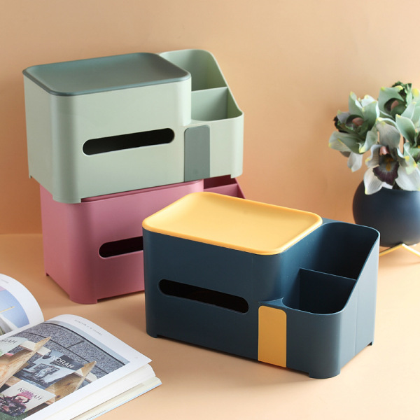 简约撞色实用抽纸盒 创意北欧收纳盒 活动小礼品