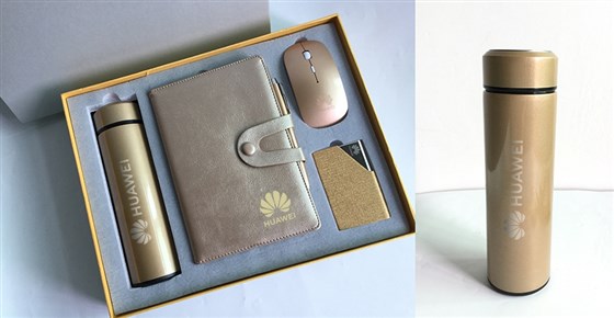 尊行者礼品定制工厂_华为礼品记事本保温杯套装