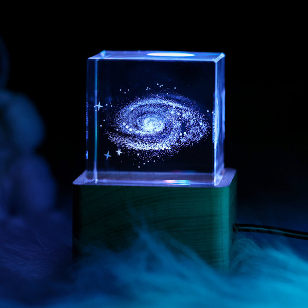 （实木灯座蓝牙款）创意3D内雕水晶摆件 月球地球星球发光小夜光 员工生日送什么