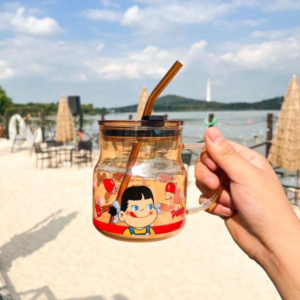 ins可爱草莓姐妹玻璃杯 带盖双饮吸管杯 三八礼品4