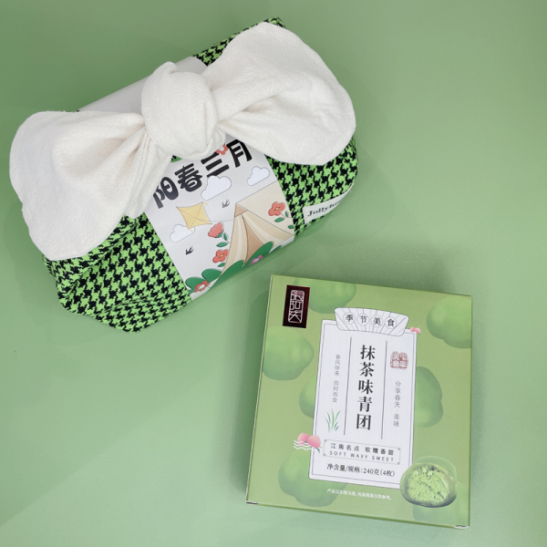 【阳春三月】原创踏青礼包 手提布包+艾草青团+硅胶折叠饭盒+爆眼青虫 礼品定制1