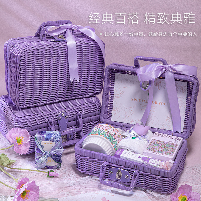 三八女神节手提藤编篮套装 | 三八妇女节员工礼品